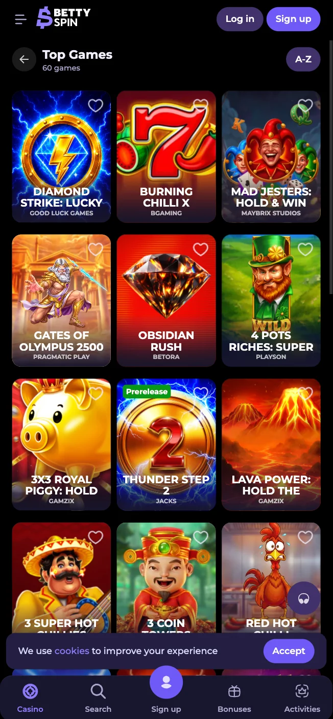 Scarica l'App di BettySpin Casino